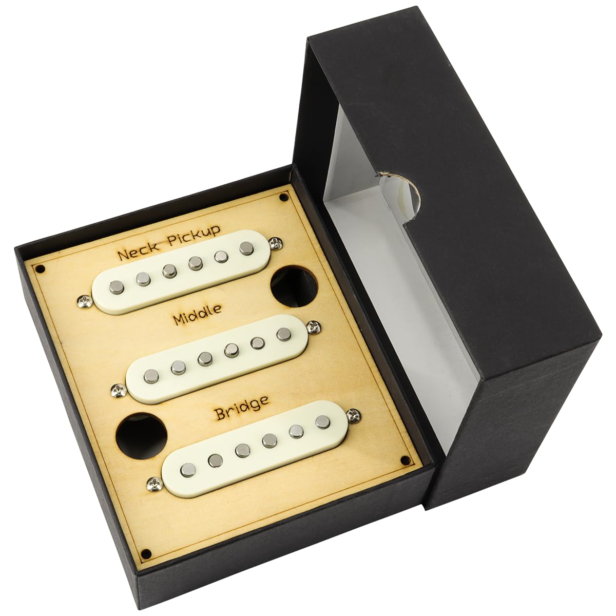 Ogdni Alnico 5 Strat Guitar Pickup Set Single Coil Pickups Guitar Neck/Middle/Bridge Pickup Cream for Strat Squier Electric Guitar Humbucker High Output(White)