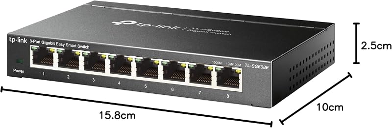 TL-SG608E - Switch Ethernet Gigabit (8 portas, hub Gigabit RJ45, switch gerível, ideal para partilhar ligações e redes para pequenas empresas e escritórios em casa
