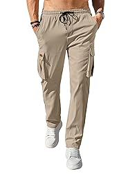 PLEPAN Men's Casual Cargo Pants Drawstring Hiking