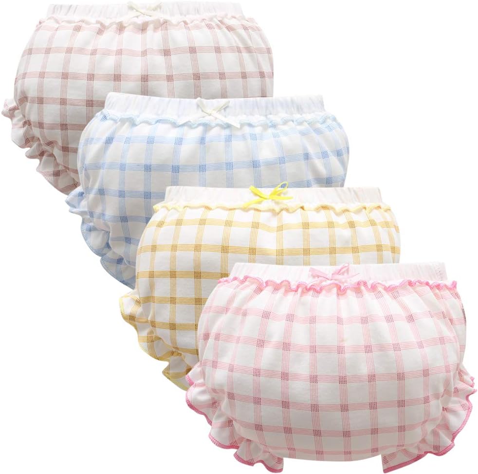 Baby Girls Bloomers Newborn Infant Toddler Diaper Covers Kids Girls Briefs Underwear Set 0-4T 4-Pack