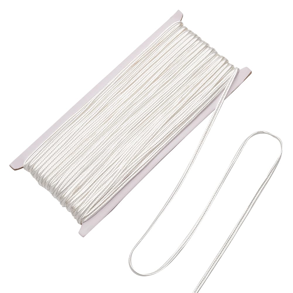 FINGERINSPIRE 29.53 Yards/27M Flat Polyester Braided Cord 3mm Wide White Metallic Gimp Braid Trim by The Yard Flat String Braid Trim for Clothes Costume DIY Sewing DIY Crafts Home Decoration