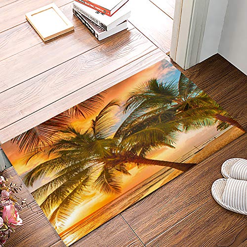 ALAGO Tropical Beach Palm Trees Sunrise Doormats Entrance Front Door