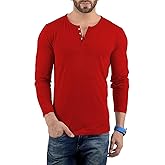 URBAN CREST Men’s Cotton Henley Shirt – Long Sleeve Soft Tee for Everyday Wear