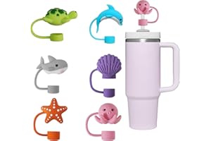 vuicci 6 PCS Straw Cover Cap for Stanley Cup 30oz/40oz Tumbler, Dust-Proof Straw Covers Cap Toppers, Reusable Cute Silicone Straw Tips Lids Protectors for Stanley Cups Straws Accessories 0.4 in/10mm