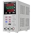 HYELEC Variable DC Power Supply,0-50V 0-6A max150W Switching Regulated Bench Power Supply with Memory, 4-Digit LED Display, 5V2A USB Interface, Output Switch, Coarse and Fine Adjustments