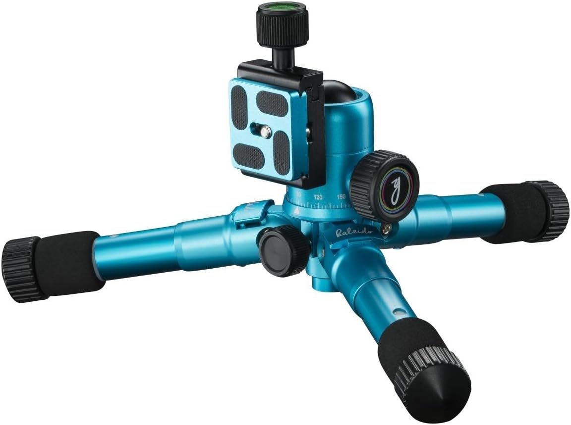 Mantona Kaleido Mini Photo/Table and Travel Tripod with Ball Head with Quick Release Plate and Carry Bag Metallic Ocean Blue - Image 5