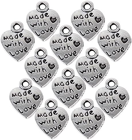 100 pcs Silver Mixed Beads Charms Pendants (Heart with Love (100 pcs))