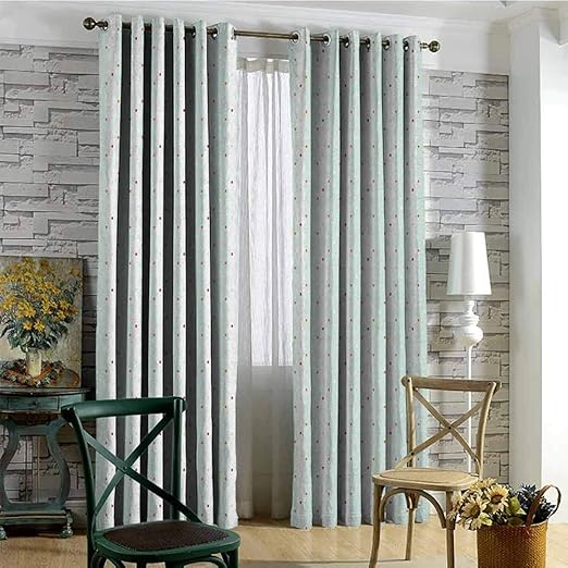 Cortina aislada color verde azulado y blanco vintage Shabby Chic