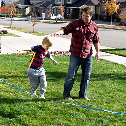 Beginner Slackline Kit for Kids Maximum Safety & Easy Setup SKYLINE Includes 50ft Blue