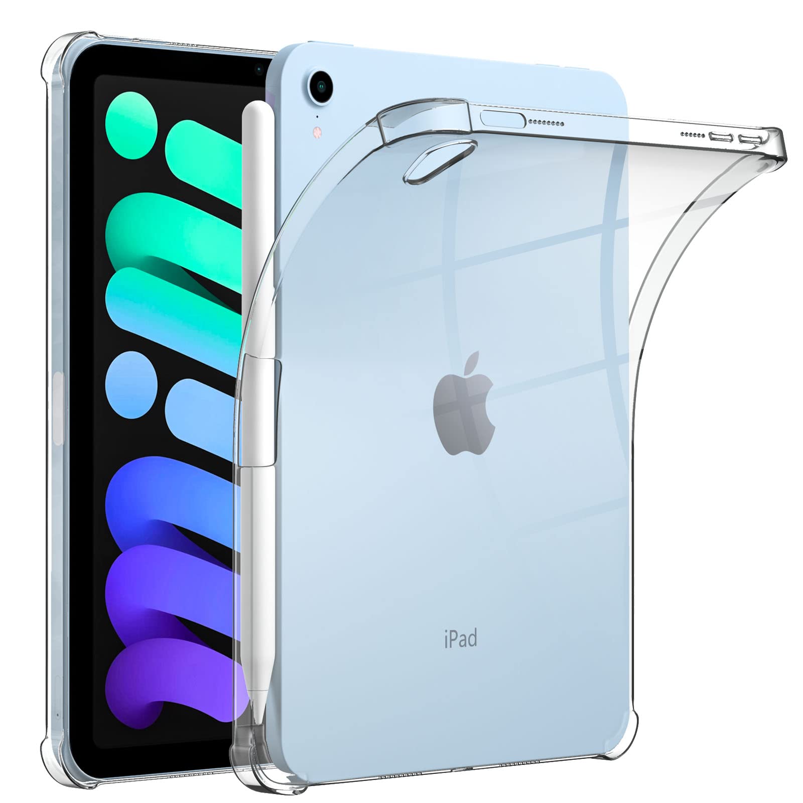 ipad mini 6 ケース tpu ipad mini 6カバー ソフト ipad mini 6 tpu シリコンケース Annymall iPad mini (第6世代)ケース クリア Pencil 2のペアリング・充電対応 超薄型 超耐衝撃 全透明 黄ばみなし クリスタル・クリア (透明)商品画像