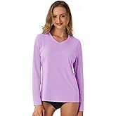 SG Edge Women's Standard V-Neck UPF 50+ Long Sleeve Swim Rash Guard Shirt Quick Dry Lightweight Moisture Wicking