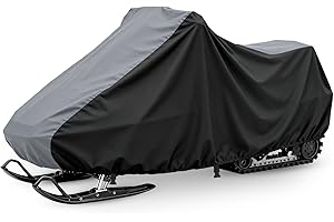 XYZCTEM Snowmobile Cover Waterproof Outdoors, Premium 300D Oxford Seld Ski Cover, Compatible with BRP, Polaris, Arctic Cat, Yamaha and Kawasaki, with Thicker Windproof Buckles, Black and Grey, 115"