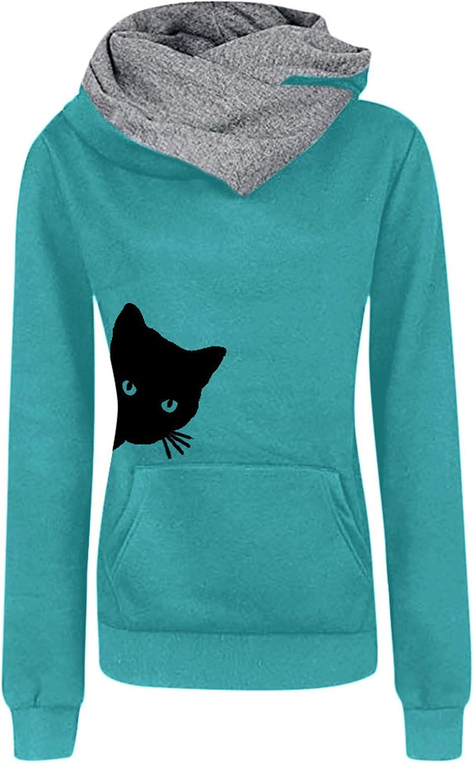 Comfort Blouse for Womens Cute Cat Print Shirt Long Sleeve
