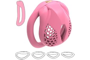 New Pink Male Chastity Lock Male Flat Chastity Cage Resin Tiny Chastity Cage with 4 Rings Male Sex Toys Chastity Cage SM Male