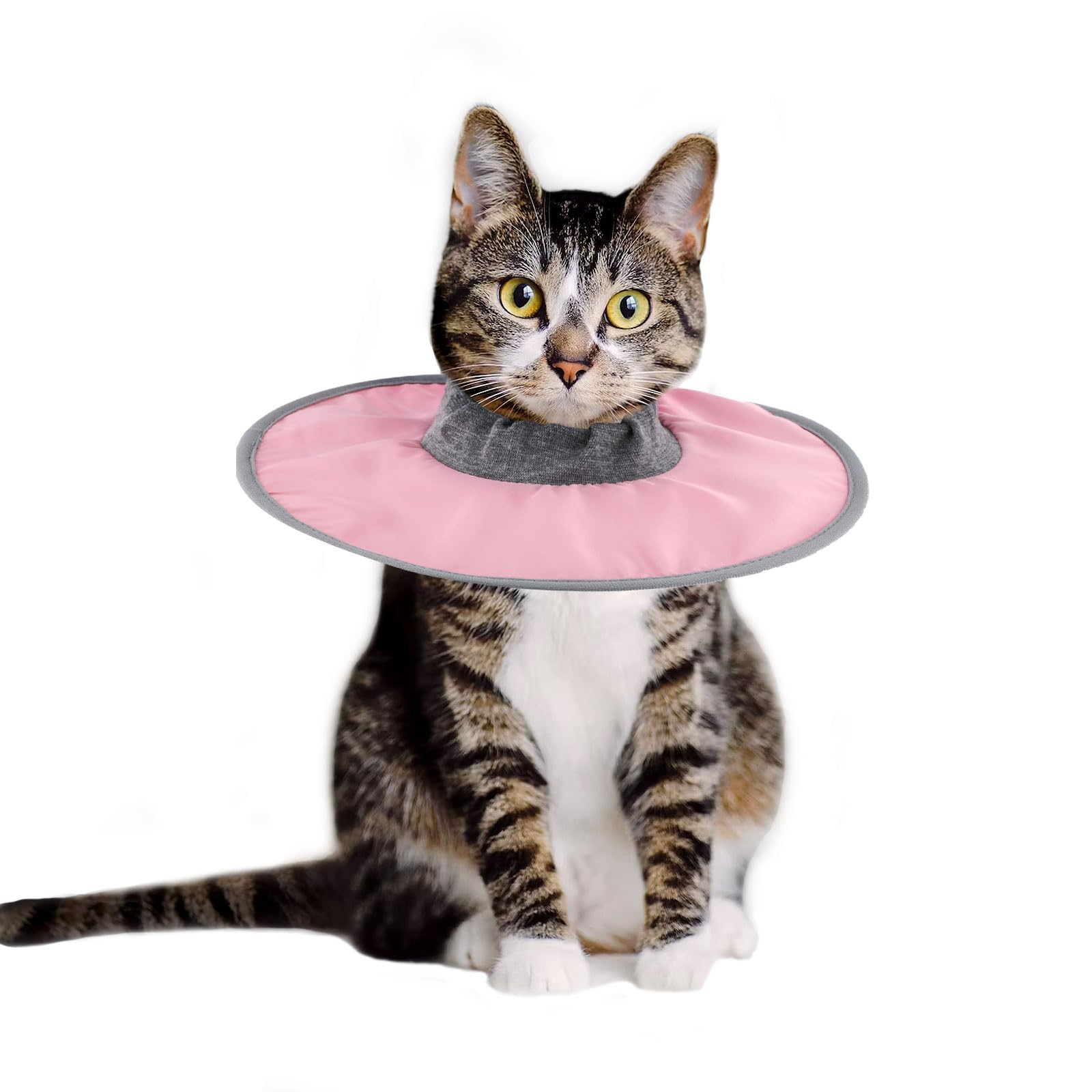 SAVITA Cat Recovery Collar Adjustable Cat Neck Protective Cat Collar Waterproof Elizabethan E Collar for Cats Kittens Puppies after Surgery to Stop Licking Wounds (Pink)