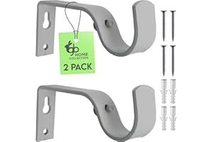 gb Home Collection White Curtain Rod Bracket, Set of 2, for 1" or 3/4" Rods, Curtain Rod Holders, Curtain Rod Brackets, Curtain Rod Hooks for Wall, Curtain Brackets for Curtain Rod, Curtain Rod Holder