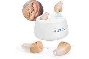 Oldriv Rechargeable Hearing Aids for Adults Seniors, 1 Pair Completely-in-Canal (CIC) Hearing Aids for Adults Seniors Rechargeable OTC Hearing Aids Beige