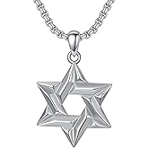 PDTJMTG Star of David Necklace Sterling Silver Jewish Necklace for Men