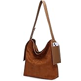 Herald Soft Slouchy Suede Hobo Shoulder Bag for Women, Retro Bucket Crossbody Purse Tote Handbag with Adjustable Strap