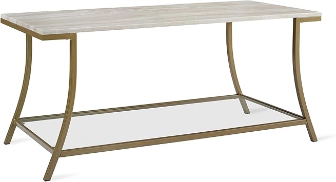Amazon Com Novogratz Cecilia Coffee Table Soft Brass Faux Marble Furniture Decor