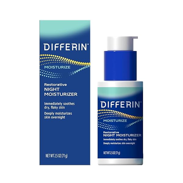 DIFFERIN NIGHT CREAM WITH HYALURONIC ACID, RESTORATIVE NIGHT MOISTURIZER BY THE MAKERS OF DIFFERIN GEL, GENTLE SKIN CARE FOR ACNE PRONE SENSITIVE SKIN, 2.5 OZ (PACKAGING MAY VARY)