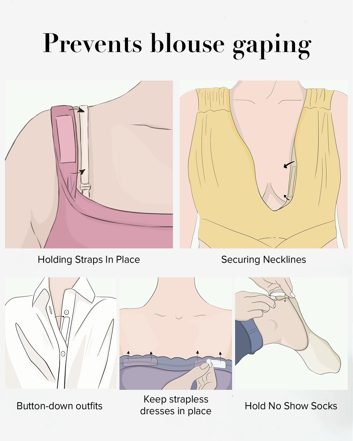 VOCH GALA Double Sided Tape for Clothes and Fashion – Stick & Easy Peel Clear Fabric Tape, Per-Cut Hypoallergenic Body Tape & Clothing Tape, Portable Emergency & Multi-Scene Use, Strong Hold