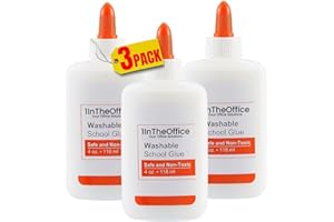 1InTheOffice School Glue, White Glue, 4 oz./ 118 ml, Washable, Non-Toxic, 3 Pack
