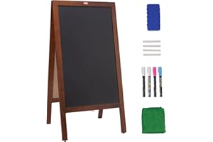 VEVOR A Frame Chalkboard Sign, 20"x40" Double-Sided Sidewalk Signs, Freestanding Vintage Wooden Chalk Board with Chalks & Mag
