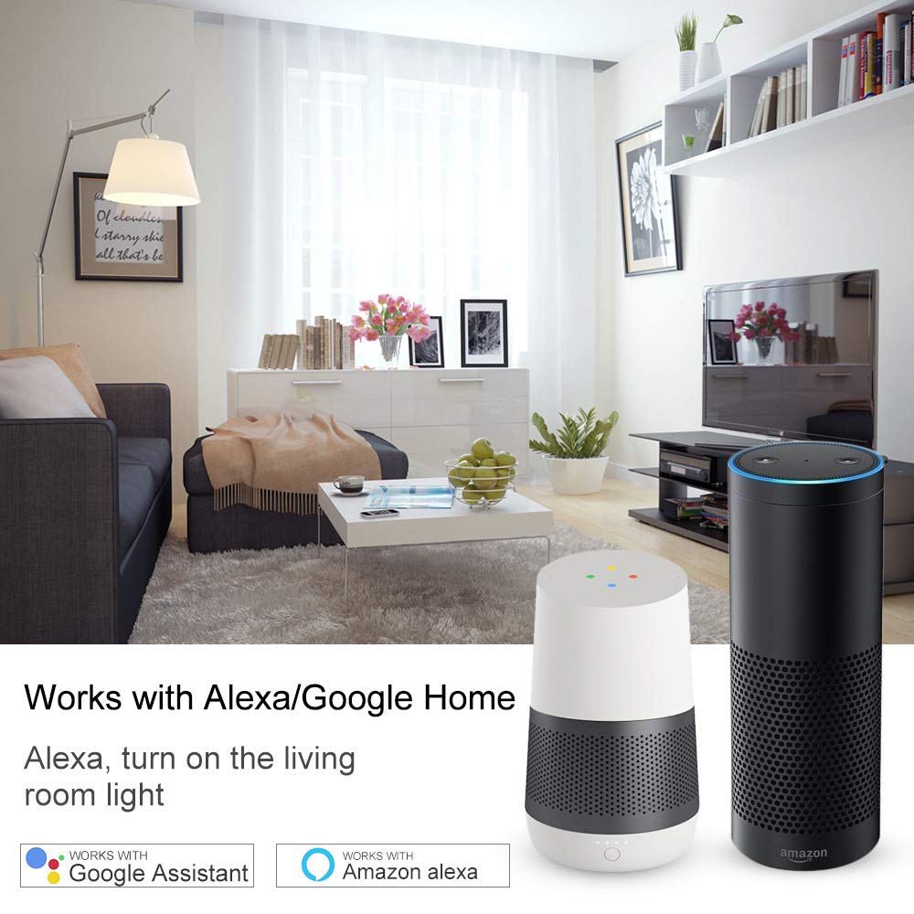 Smart Bulb WiFi Light, Dimmable Multicolored Light Bulbs（10W）, Smartphone Controlled Daylight & Night Light, No Hub Required,Free APP Remote Control, Works with Alexa(1 Pack)