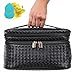 Makeup Bag Organizer by Blush | Train Style Case with Dual Zippered Compartments | Portable Travel Kit For Brushes, Foundation, and More | Perfect for Men and Women | Includes Blending Sponge