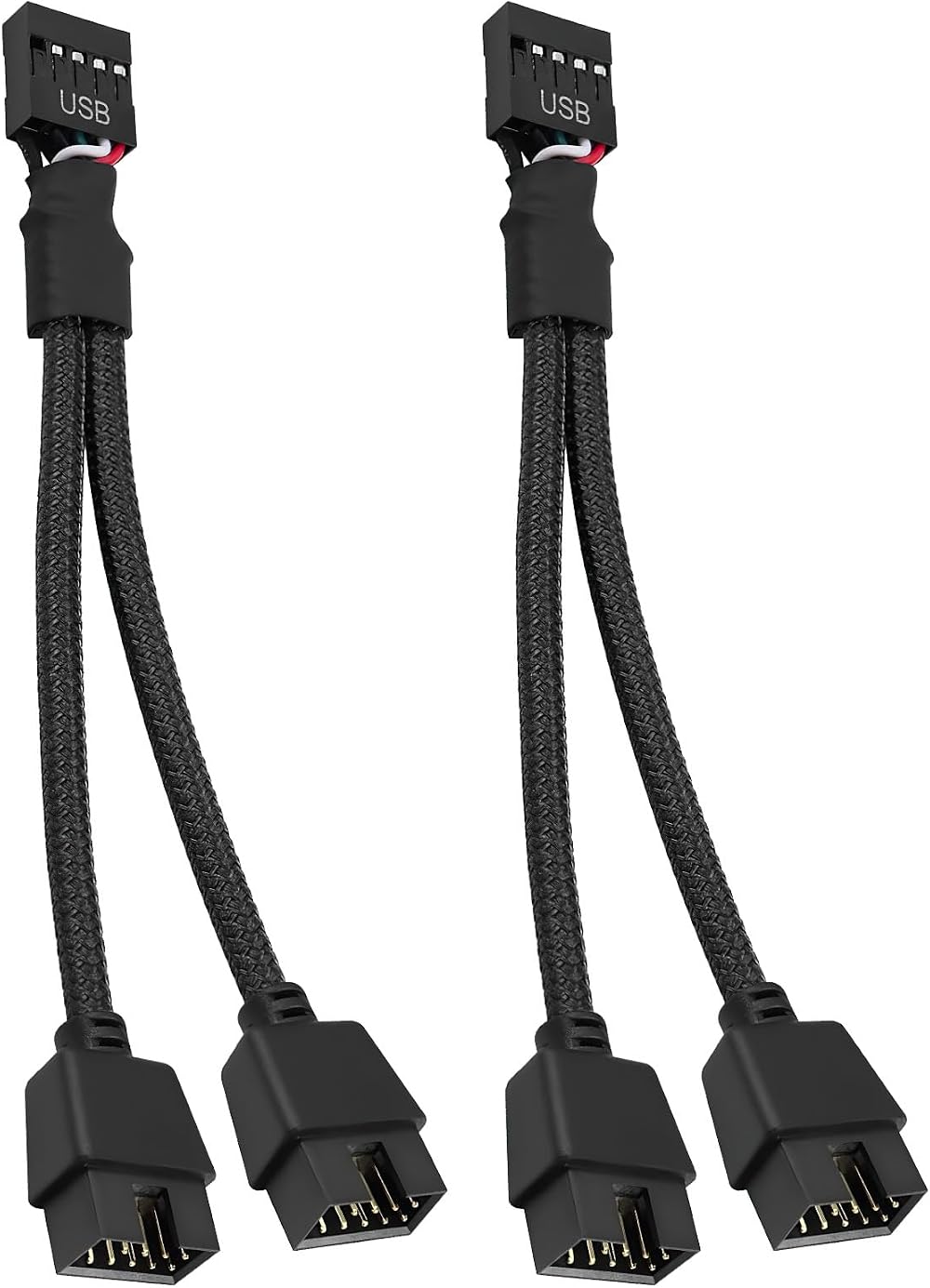 OUZHOU USB 2.0 9Pin Splitter Cable, 2x 9-Pin Male Extension for Motherboard