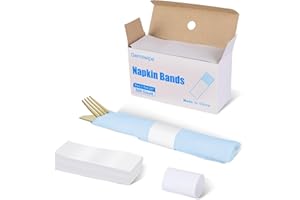 Germiwipe Paper Napkin Band Box of 500,Napkin Rings Self Adhesive,Silverware Wraps Bands (White-500 pcs)