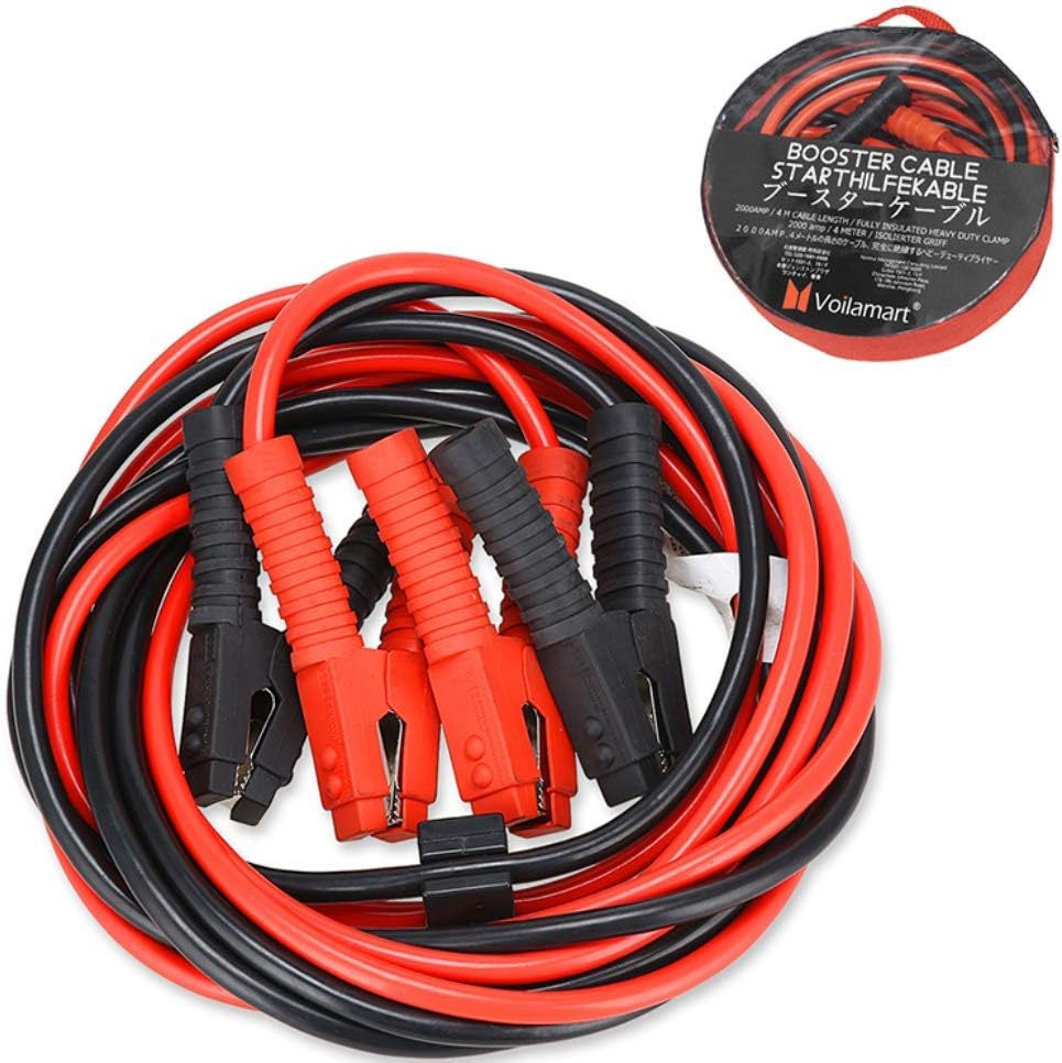 Amazon Voilamart ブースターケーブル4ｍ 00a 漏れ保護装置付き 高安全性 高耐久性 12v 24v対応 自動車 Suv バン トラック 大型の農機や商用車両用 収納袋付き 日本語説明書付き 車 バイク 車 バイク