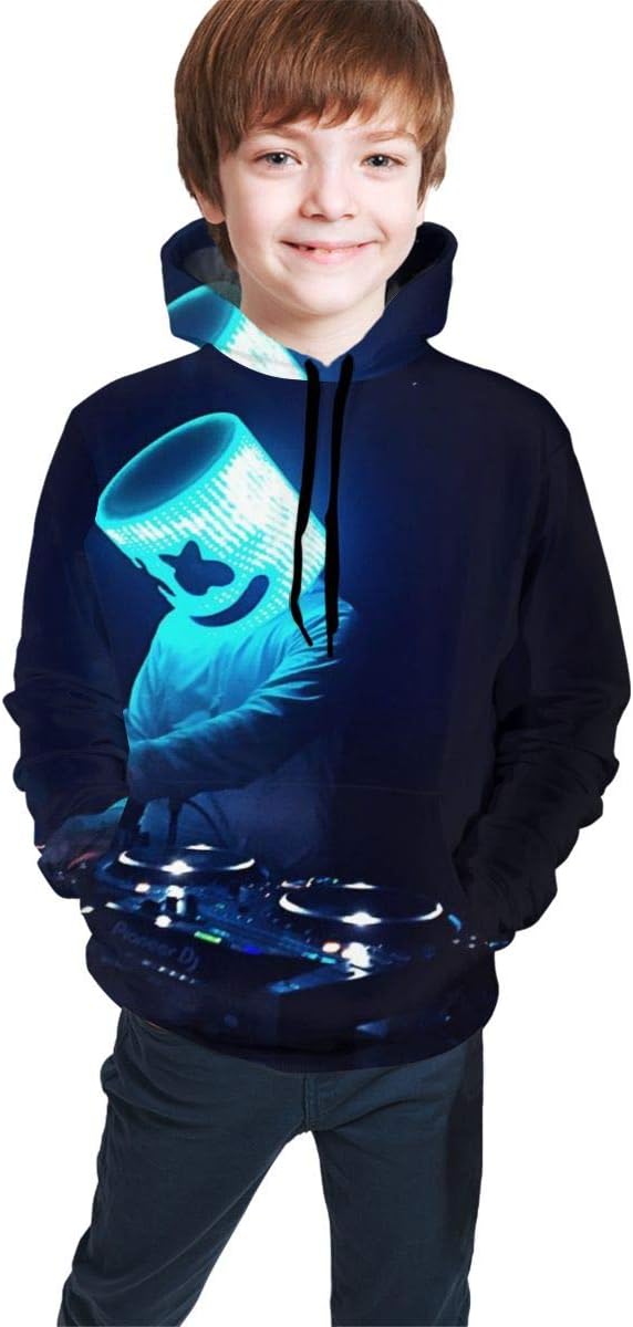 FVKJorepofd 3D Marshmellow DJ-Smile Hooded Sweatshirt Teen Fashion Hoodie Pullover for Boys Girls