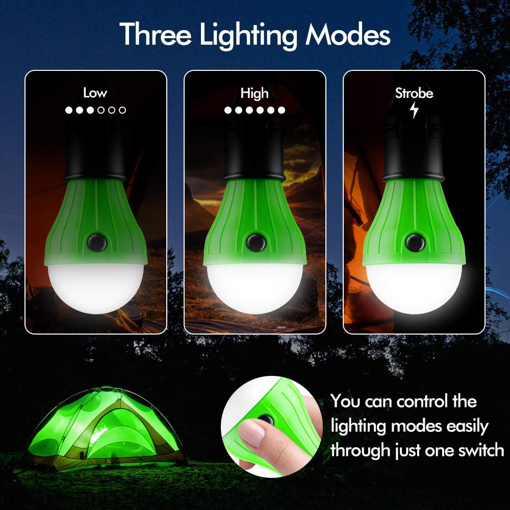 Compact LED Lantern Tent Camp Light Bulb for Camping Hiking Fishing Emergency Lights, Battery Powered Portable Lamp
