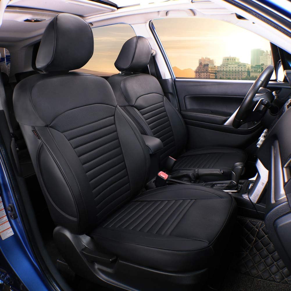 EKR Custom Fit Full Set Car Seat Covers for Select Subaru Outback 2010 2011 2012 2013 2014 - Leatherette (Black)