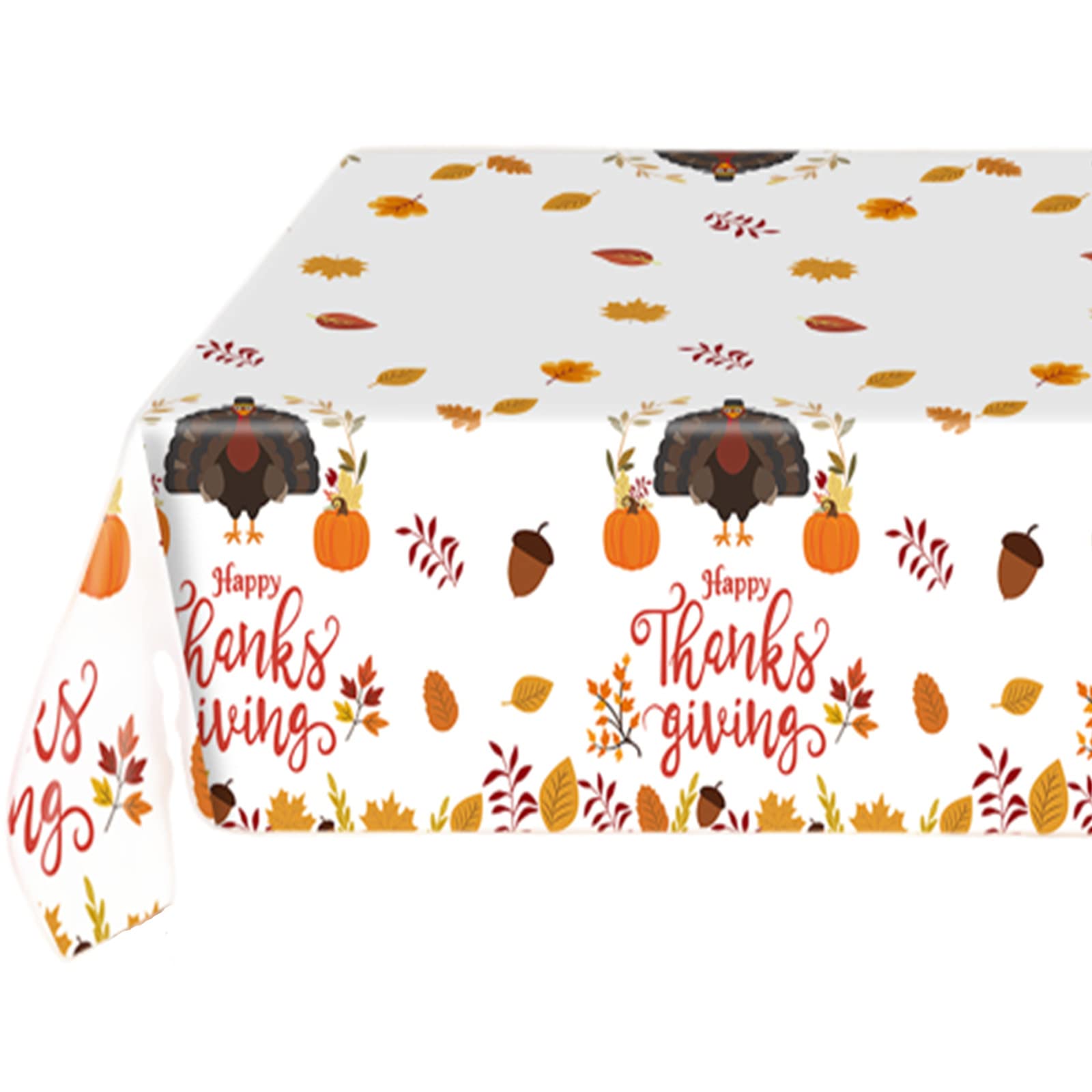 130*220cm Thanksgiving Table Cloth Table Cover,Plastic Autumn Fall Tablecloth Pumpkin Maple Leaf Tablecover Autumn Decorations Table Cloth Party for Thanksgiving Harvest Table Decorations,Autumn Decor — image 1