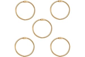 XMHF 2 Inch (5 Pack) Loose Leaf Binder Rings, Nickel Plated Steel Binder Rings,Keychain Key Rings, Metal Book Rings,Golden, for School, Home, Office