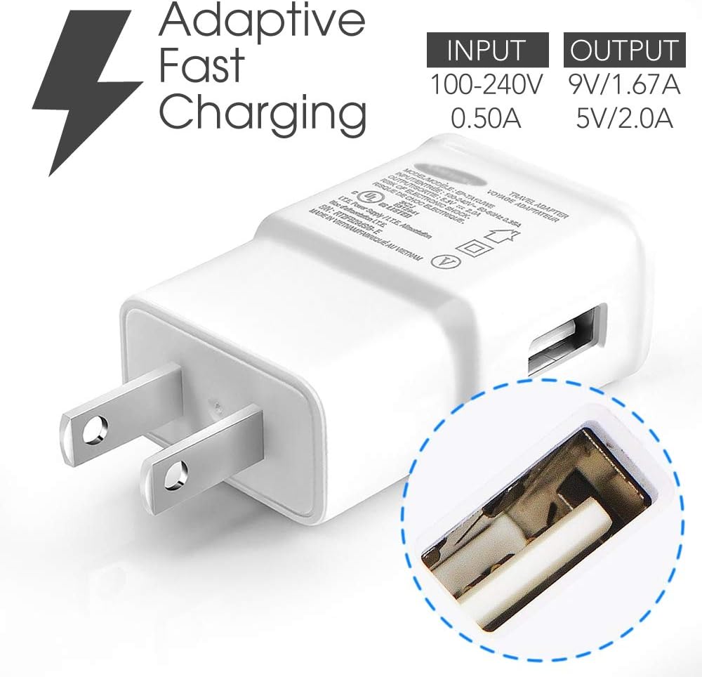 Adaptive Fast Charger Kit Compatible Samsung Galaxy S6/ S7/ Edge/Plus/Active/Note 5 / Note 4, USB 2.0 Fast Wall Charger Adapter and Micro USB Cable: Home Audio & Theater