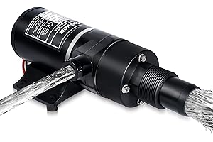 HZHDVEN 12V Macerator Pump for Jabsco 18590-2092 Replacement, 12GPM Self-Priming RV Waste Pump with Run Dry Protection, Marine Boat Toilet Sewage Holding Tank Evacuation