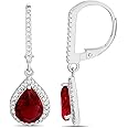 Lesa Michele 2 Cttw Cubic Zirconia Teardrop Dangle Earrings for Women Rhodium Plated 925 Sterling Silver