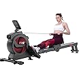 SNODE Rowing Machine for Home Use, Sturdy Rower Machine with 350lb Weight Capacity, LCD Monitor, Ergonomic Seat, Dual Rail