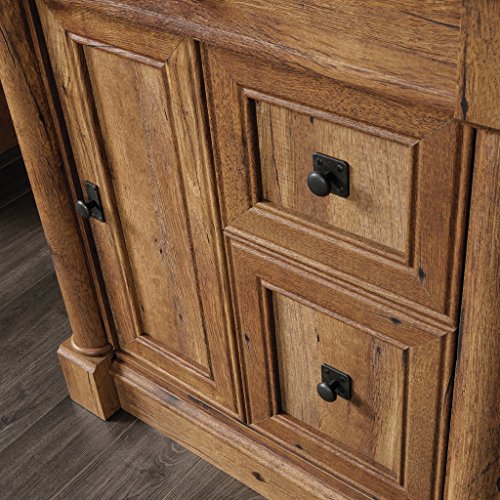 Sauder Palladia Computer Desk with Hutch in Vintage Oak