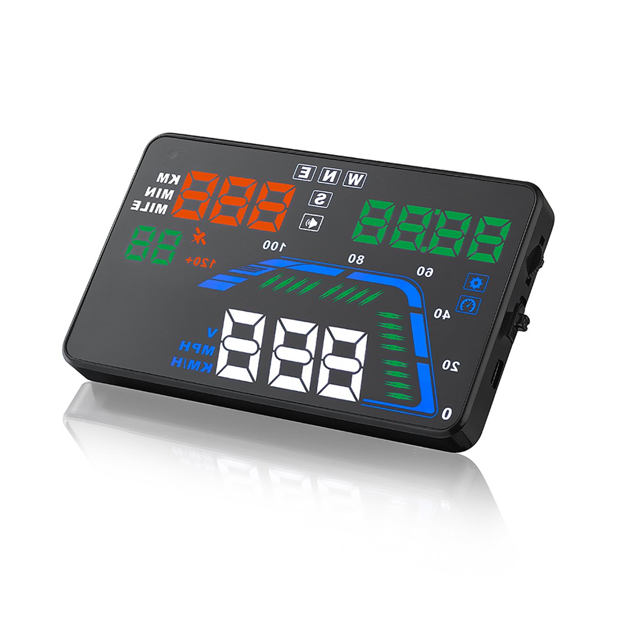 SEANFAR Q7 Head Up Display HUD OBD2 Windshield Universal Car GPS 5.5" HUD Dashboard Vehicle-Mounted Projector with Over Speedometer Kmh/ MPH Speed Alarm Fuel Consumption Multicoloured Colorful