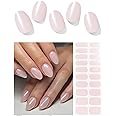 AutyaMee Semi Cured Gel Nail Strips (Glazed Donut Pink), Pearl, Chrome, Gel Nail Wraps, Stickers, UV Light Required, Salon Quality, Easy To Use