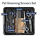 YOUTHINK Dog Grooming Scissors Kit, 7 in 1 Stainless Steel Fast Cut Pet Grooming Scissors Set Safety Round Tip Thinning Straight Curved Shear with Grooming Comb for Dog, Cat or Other Pet
