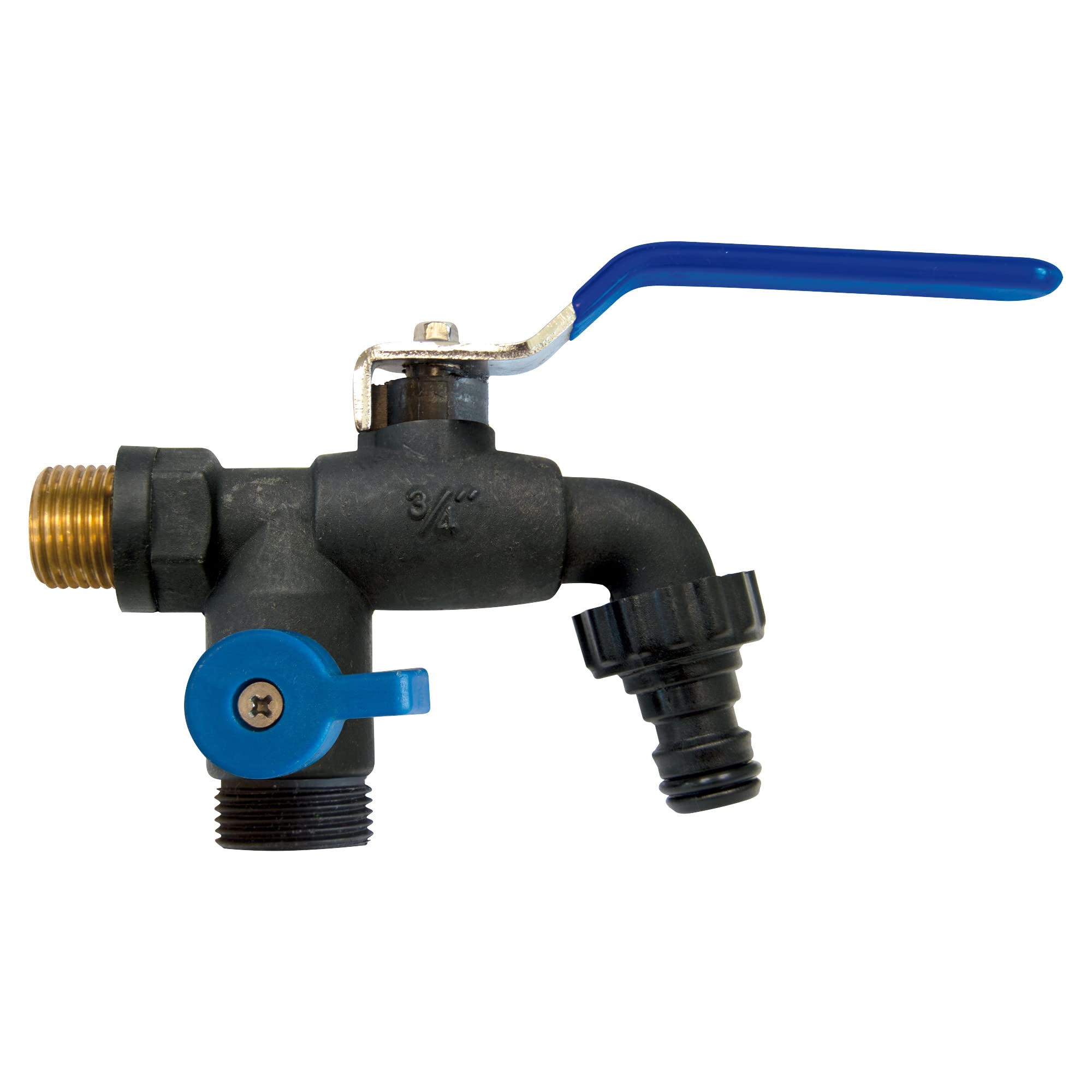 S&M 180040 Anti-Ice Garden Tap with Two Outlet and Automatic Outlet, Black and Blue