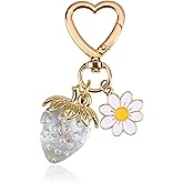Wikavanli Cute Strawberry Keychain,Bag Charms,Kawaii Heart Flower Daisy Key chains Accessories Decor for Women Girls Purse