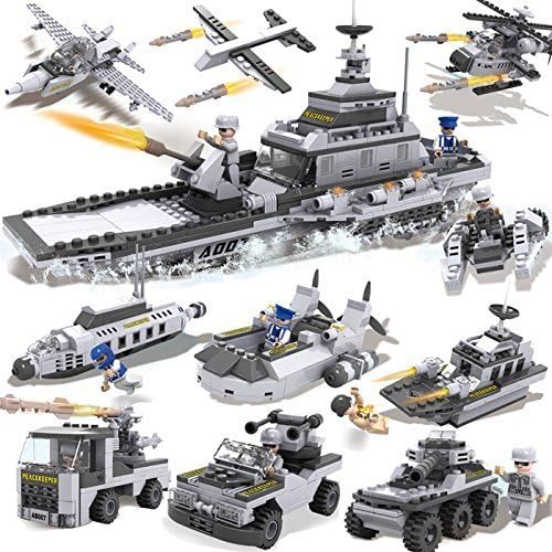 8 IN 1 COGO Like Playmobil Military Star Wars Spaceship Building Blocks Sets Montessori Brick Boy Toys Brinquedos Meninos