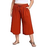 DESTTY Women's Casual Capri Pants Loose Wide Leg Yoga Sweatpants Comfy Sports Workout Lounge Cropped Trousers with Pockets
